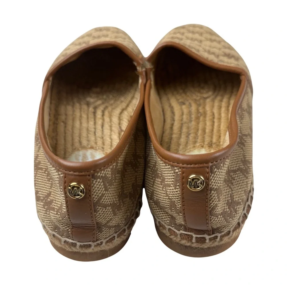 Michael Kors Kendrick Espadrille Flats Brown Signature Logo Canvas MV21L 8.5M